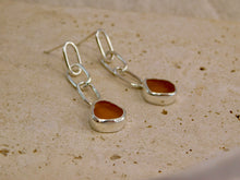 Load image into Gallery viewer, Yellow Sea Glass Sterling Silver Stud Dangles