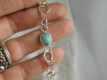 Load image into Gallery viewer, Emerald Sterling Silver Heart and Hoop Link Bracelet