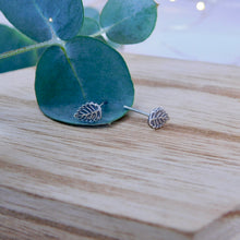Load image into Gallery viewer, Oxidised Leaf Sterling Silver Studs