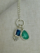 Load image into Gallery viewer, Emerald and Kyanite Charm Sterling Silver Pendant