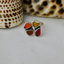 Load image into Gallery viewer, Four Autumn Colours Sea Glass Sterling Silver Cuff Ring