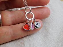 Load image into Gallery viewer, Red Sea Glass and Pink Tourmaline Sterling Silver Pendant 3