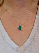 Load image into Gallery viewer, Teal Sea Glass Heart Sterling Silver Pendant