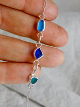 Load image into Gallery viewer, Multi Blue Sea Glass Sterling Silver Anklet
