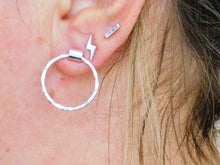 Load image into Gallery viewer, Hammered Hoop Sterling Silver Stud Dangles
