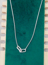 Load image into Gallery viewer, Sterling Silver Interlocking Rectangle Charm Keeper Necklace
