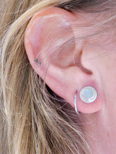 Load image into Gallery viewer, Aqua Sea Glass Brushed Sterling Silver Studs