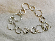 Load image into Gallery viewer, Sterling Silver Multi Beaded and Smooth Link Bracelet
