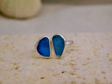 Load image into Gallery viewer, Blue Sea Glass Sterling Silver Cuff Ring