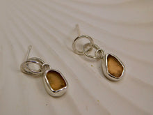 Load image into Gallery viewer, Rare Peach Sea Glass Sterling Silver Stud Dangles