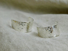 Load image into Gallery viewer, Hammered Sterling Silver Open Hoop Studs