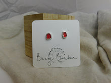 Load image into Gallery viewer, Red Sea Glass Sterling Silver Studs