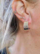 Load image into Gallery viewer, Hammered Sterling Silver Open Hoop Studs