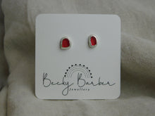 Load image into Gallery viewer, Red Sea Glass Sterling Silver Studs