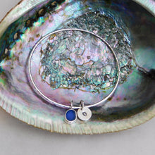 Load image into Gallery viewer, Made to Order Single Sterling Silver Bangle with Sea Glass and Silver Charm