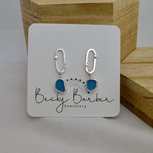 Load image into Gallery viewer, Blue Sea Glass Sterling Silver Studs Dangles