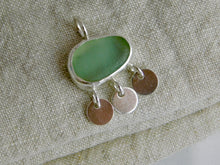 Load image into Gallery viewer, Aqua Sea Disc Dangle Sterling Silver Pendant