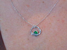 Load image into Gallery viewer, Green Sea Glass Molten Hoop Sterling Silver Pendant