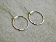 Load image into Gallery viewer, Hammered Hoop Sterling Silver Stud Dangles