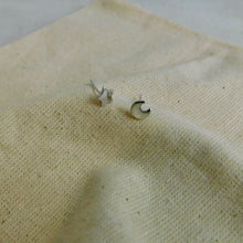 Load image into Gallery viewer, Moon and Star Sterling Silver Studs