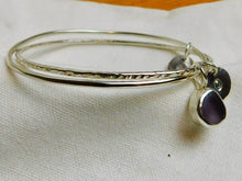 Load image into Gallery viewer, Made to Order Sea Glass Dangle and Charm Sterling Silver Bangle Duo