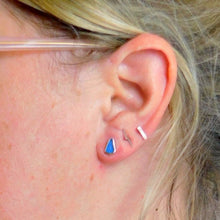 Load image into Gallery viewer, Mid Blue Sea Glass Sterling Silver Studs