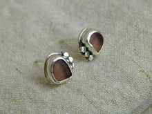 Load image into Gallery viewer, Mauve Purple Sea Glass Sterling Silver Studs