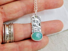 Load image into Gallery viewer, Aquamarine Reticulated Sterling Silver Pendant