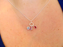Load image into Gallery viewer, Red Sea Glass and Pink Tourmaline Sterling Silver Pendant 2