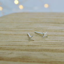 Load image into Gallery viewer, Tiny Four Point Star Sterling Silver Studs