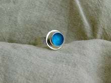 Load image into Gallery viewer, Bright Blue Sea Glass Sterling Silver Ring