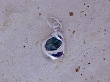 Load image into Gallery viewer, Green Raw Sapphire Sterling Silver Blob Charm