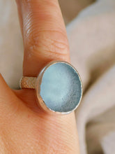 Load image into Gallery viewer, Cornflower Blue Sea Glass Sterling Silver Ring