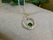 Load image into Gallery viewer, Green Sea Glass Molten Hoop Sterling Silver Pendant
