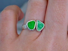 Load image into Gallery viewer, Double Green Sea Glass Sterling Silver Cuff Ring