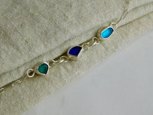 Load image into Gallery viewer, Multi Blue Sea Glass Sterling Silver Anklet