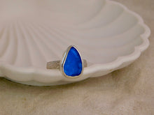Load image into Gallery viewer, Blue Sea Glass Sterling Silver Ring