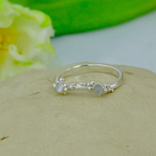 Load image into Gallery viewer, Rainbow Moonstone Sea Foam Sterling Silver Ring