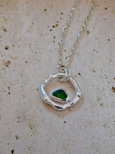 Load image into Gallery viewer, Green Sea Glass Molten Hoop Sterling Silver Pendant