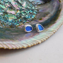Load image into Gallery viewer, Cobalt Sea Glass Sterling Silver Studs