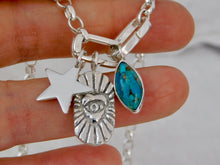 Load image into Gallery viewer, Evil Eye Heart Sterling Silver Charm