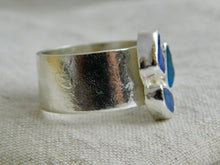 Load image into Gallery viewer, Blue Triple Sea Glass Sterling Silver Cuff Ring