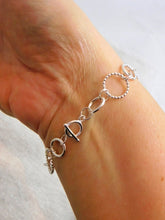 Load image into Gallery viewer, Sterling Silver Multi Beaded and Smooth Link Bracelet