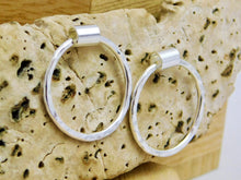 Load image into Gallery viewer, Hammered Hoop Sterling Silver Stud Dangles