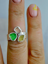Load image into Gallery viewer, Pastel Rainbow Colours Sea Glass Sterling Silver Cuff Ring