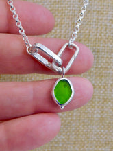 Load image into Gallery viewer, Olive Green Sea Glass Sterling Silver Charm