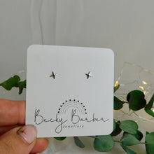 Load image into Gallery viewer, Four Point Star Sterling Silver Studs