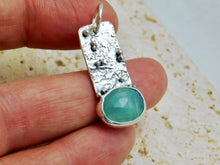 Load image into Gallery viewer, Aquamarine Reticulated Sterling Silver Pendant