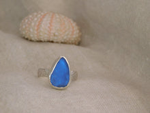 Load image into Gallery viewer, Blue Sea Glass Sterling Silver Ring