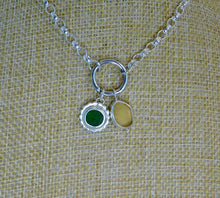 Load image into Gallery viewer, Olive Green Flower Sea Glass Sterling Silver Charm
